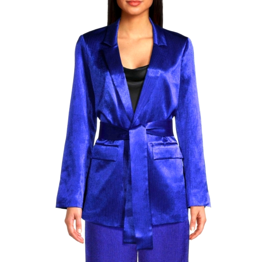 NWT $598 Kobi Halperin Cassidy Belted Crinkle Satin Jacket ✨️ Size XL